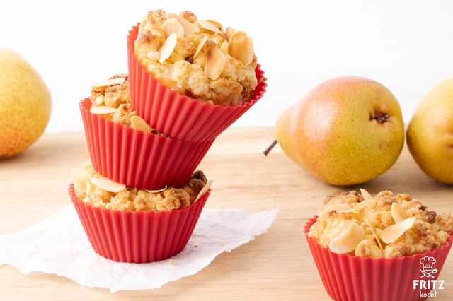 Birnen Marzipan Muffins