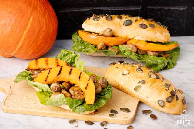 Herbst Baguette mit Kürbis & Pilzen 